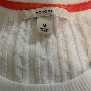 Target Merona short sleeve cable knit lightweight cotton white sweater.